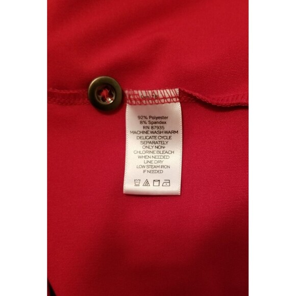 Susan Graver Women's Top True Red Size 1X Button Sleeve Accent Round Neck - Picture 5 of 5